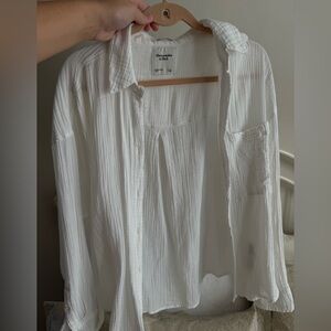 Abercrombie & Fitch Oversized Button Up White Shirt
